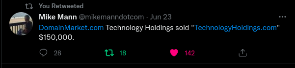  长英文域名TechnologyHoldings .com超百万元交易